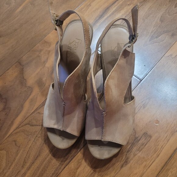 Franco Sarto tan/cream suede wedges - Picture 2 of 3